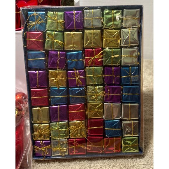 Red & Silver & Multicolor Christmas Ornament Bundle Mini Presents, Balls Tinsel - Picture 2 of 11